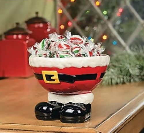 SkyMall Santa Feet Candy Bowl - Adorable Ceramic Christmas Bowl for Holiday Treats, Cookies and N... | Amazon (US)