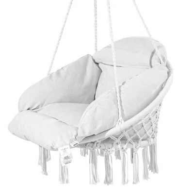 Hammock Swinging Chair Macramé Hanging Chair with Cushion Indoor & Outdoor | Wayfair North America