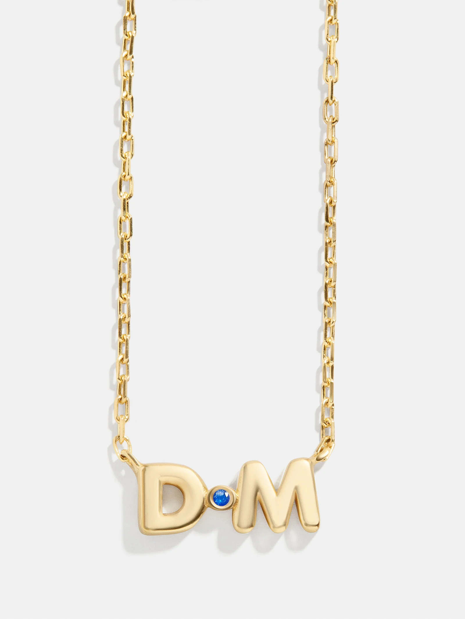 18K Gold Double Initial Birthstone Custom Necklace - Sapphire | BaubleBar (US)