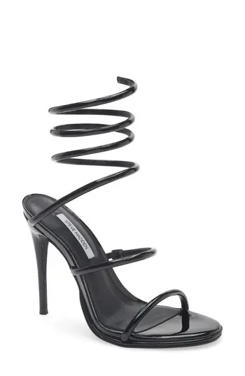 Steve Madden Exotica Ankle Wrap Sandal in Black Patent at Nordstrom Rack, Size 9 | Nordstrom Rack