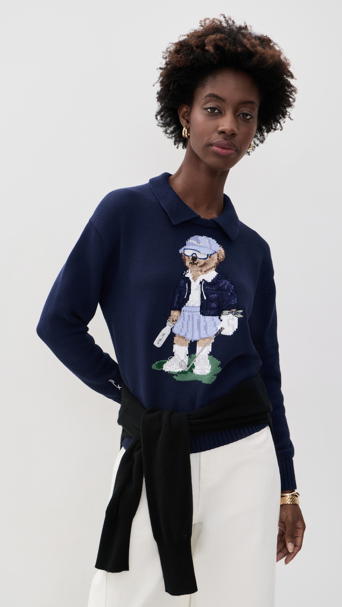 RLX Ralph Lauren Long Sleeve Collared Pullover Sweater NAVY L | Shopbop