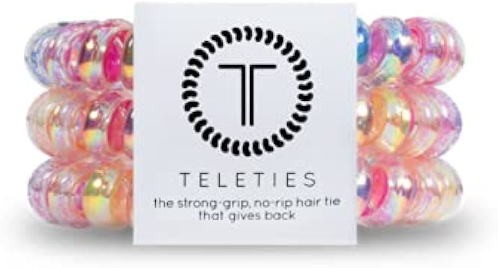 TELETIES - Spiral Hair Coils - Ponytail Holder Hair Ties for Women - Phone Cord Hair Ties - Stron... | Amazon (US)