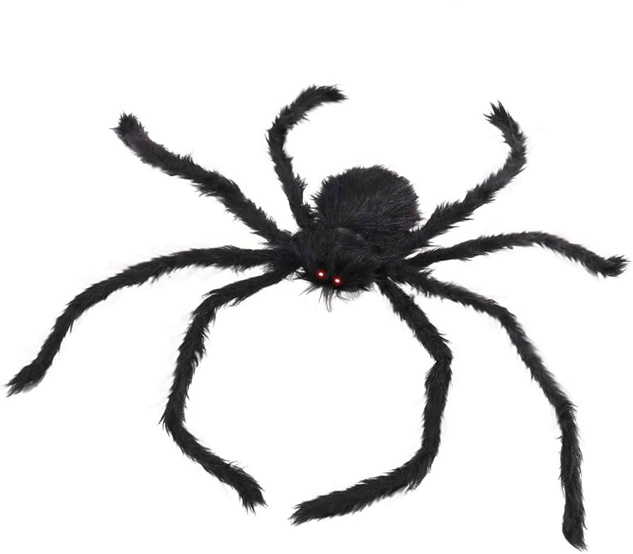 BESTOMZ Halloween Decorations Outdoor Giant Spider with LED Eyes Plush Toy Hairy Spider for Hallo... | Amazon (US)