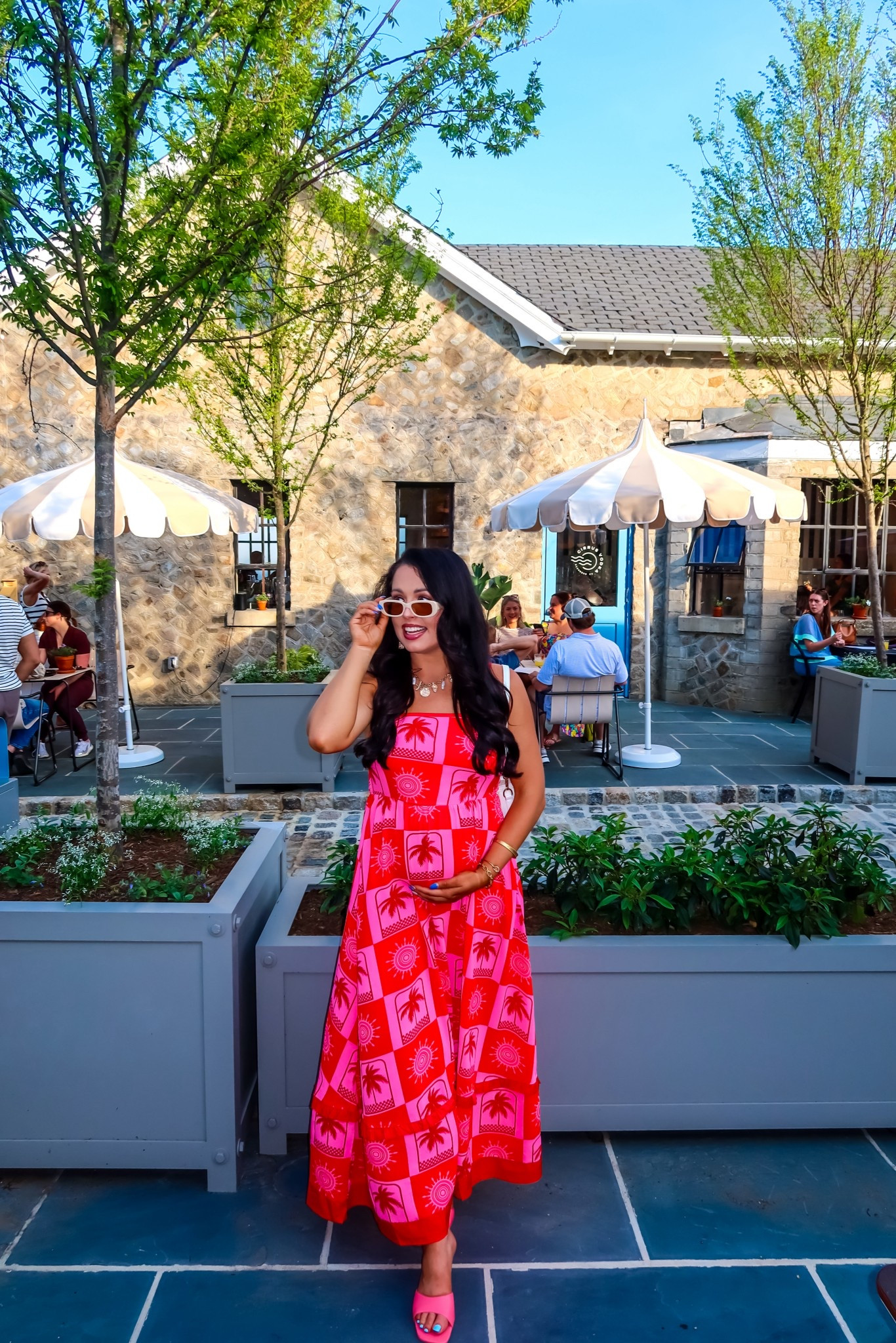 Under $40 Amazon hot pink maxi dress (medium, 5+ colors), bump-friendly, under $10 pink oval sunglasses #founditonamazon 

#LTKFindsUnder50 #LTKBump #LTKSaleAlert