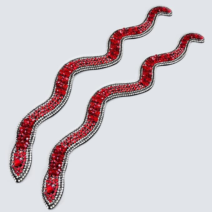 18" Large Sparkle Rhinestones and Sequin Red Snake Shaped Patches Applique Trim Ribbon for Outfit... | Amazon (US)
