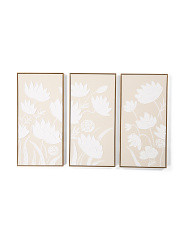 Set Of 3 20x40 Plastered Floral Wall Art On Linen Look Backing | Home | Marshalls | Marshalls