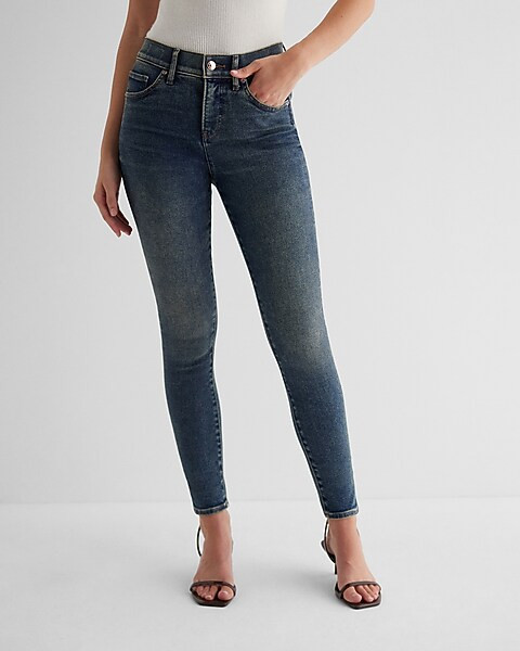 Mid Rise Dark Wash Skinny Jeans | Express
