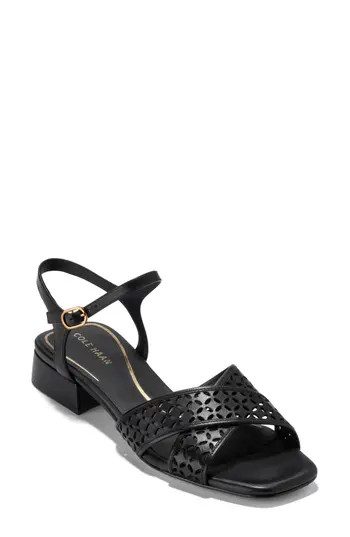 Cole Haan Patie Sandal in Black Perforated Leather at Nordstrom Rack, Size 10 | Nordstrom Rack