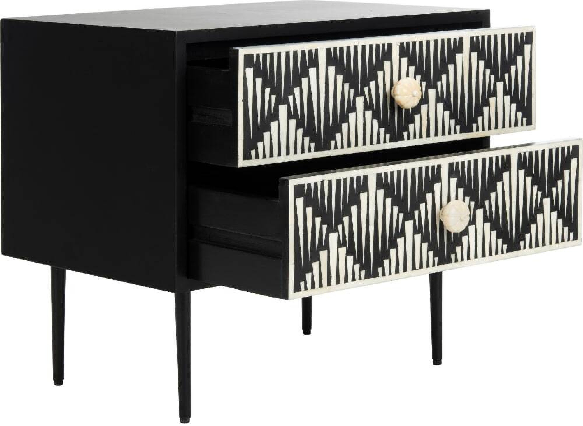 Tessie Bone Inlay Nightstand In Assorted Black | 1stopbedrooms