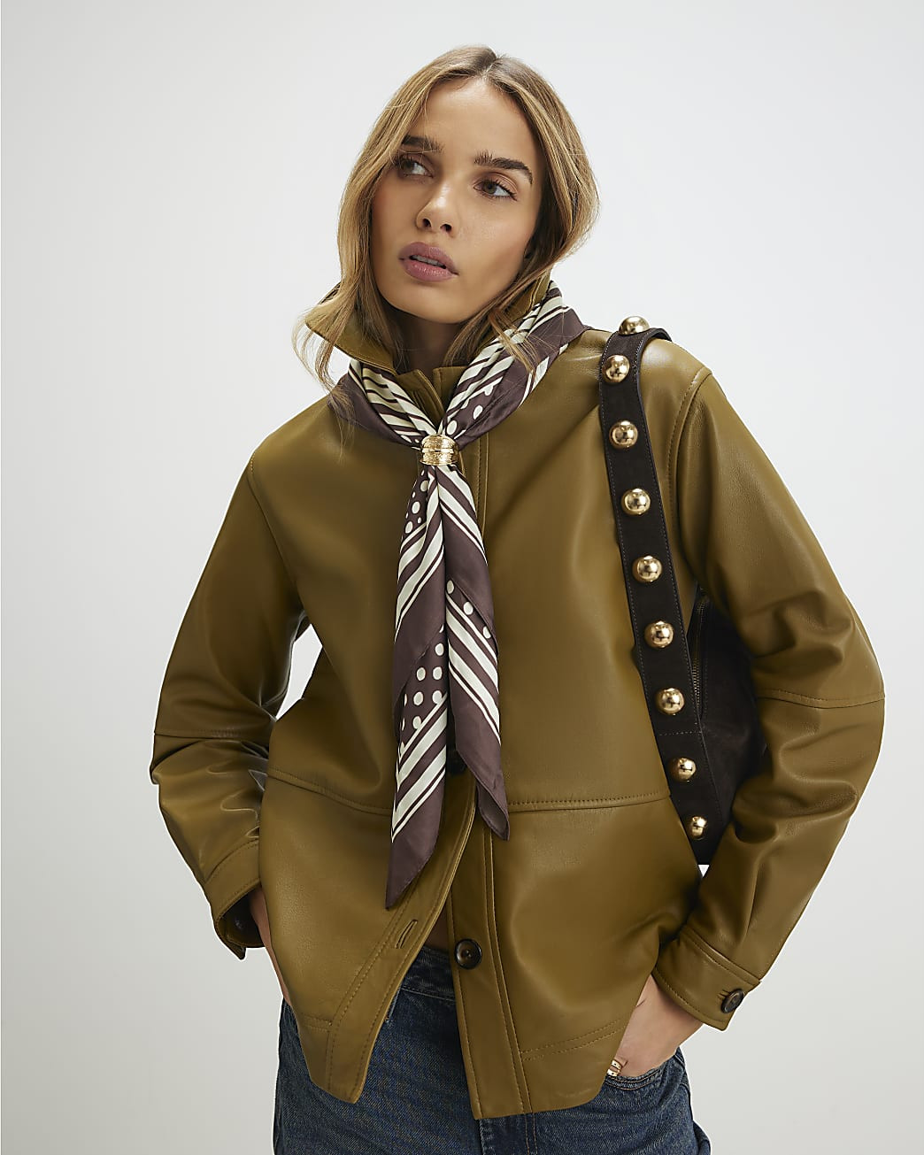 Brown Polka Dot Scarf | River Island UK & IE
