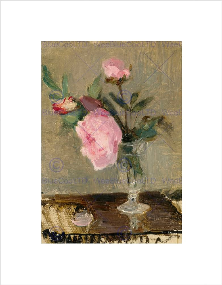 BERTHE MORISOT FRENCH PEONIES BLACK ART PRINT PICTURE B12X5122 | Amazon (US)