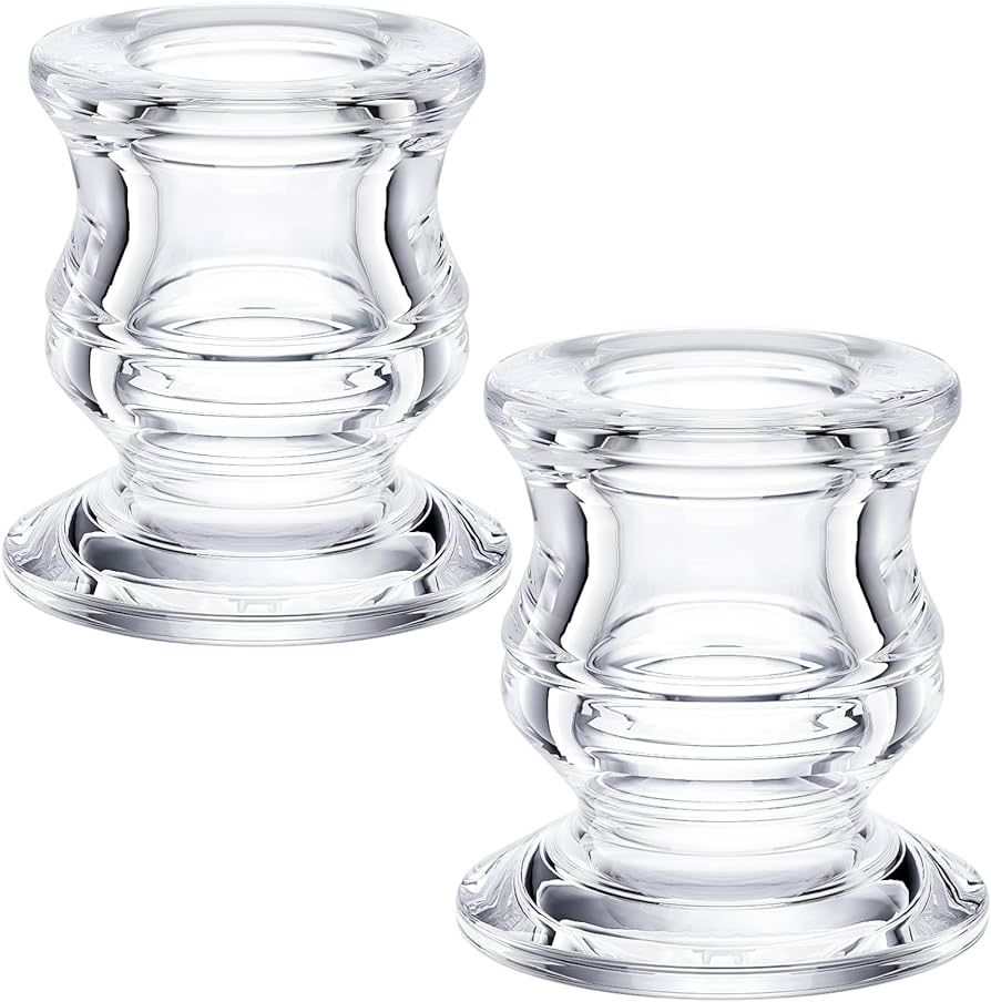 Ymenow Glass Candle Holder Candlestick Holders Set of 2, Crystal Tea Light Candle Holders for Can... | Amazon (UK)