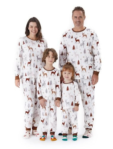 PATPAT Christmas Pajamas For Family Classic Print Cozy Shirts with Comfy Trousers Festival Christmas Pajamas Set Brown and White Kids 8-9 Years | Amazon (US)