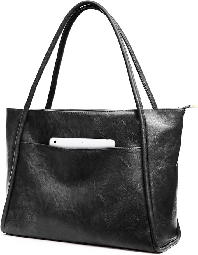 Large Tote Bag for Women Work with Zipper 16L Vegan Leather Ladies Travel Purses and Handbags | Amazon (US)