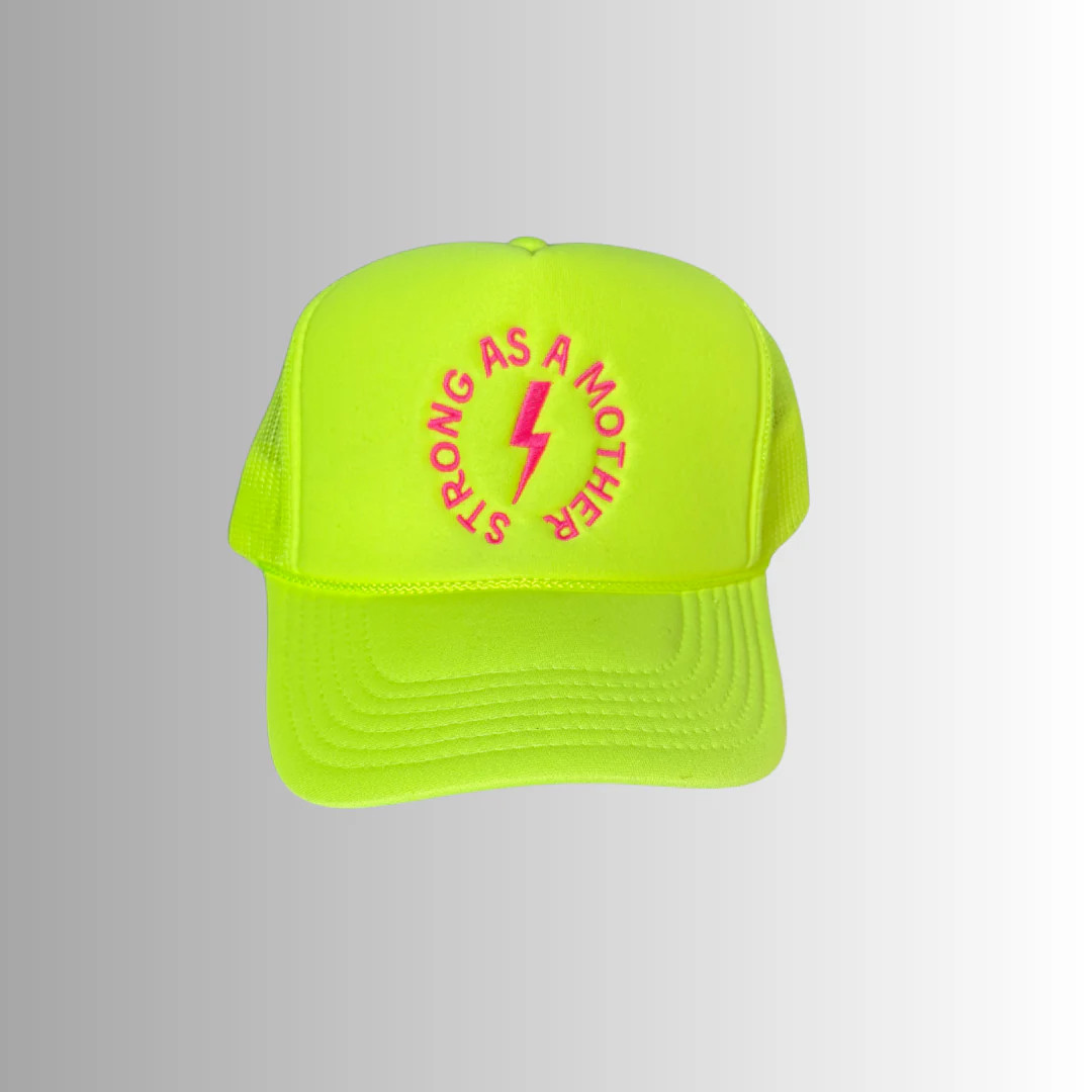Strong as a mother™ Embroidered Trucker Hat - Neon Yellow | Mother Hats