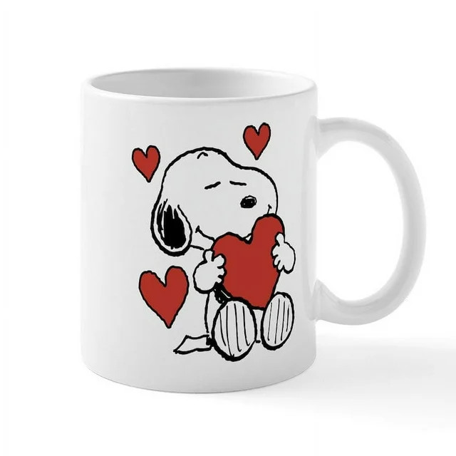 CafePress - Snoopy On Heart Mugs - 11 oz Ceramic Mug - Novelty Coffee Tea Cup | Walmart (US)