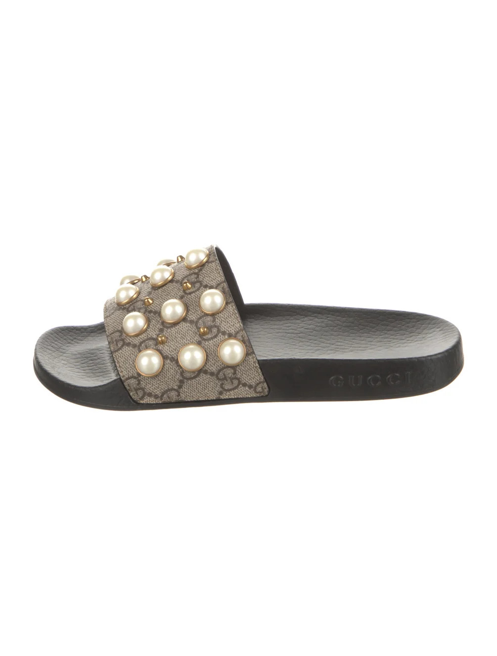 Faux Pearl Accents Canvas Slides | The RealReal