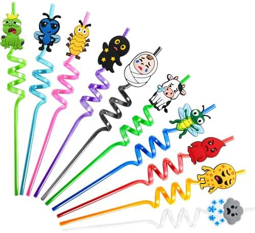 Fancy Land 30 Pcs Passover Straws for Kids Ten Plagues of Egypt Plastic Reusable Drinking Straws ... | Amazon (US)