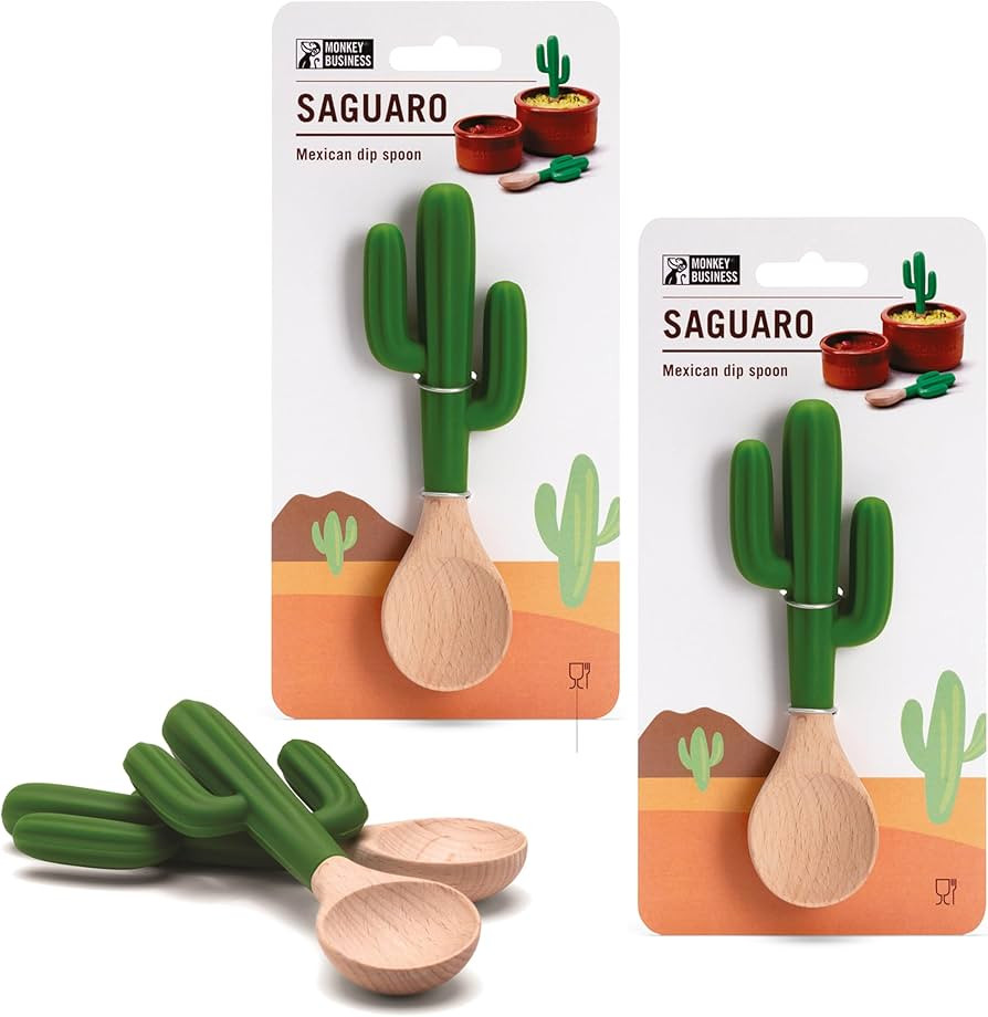 Monkey Business Saguaro Spoons Set Of 2, Cactus Shaped Serving Spoons for Guacamole Salsa and Mex... | Amazon (US)