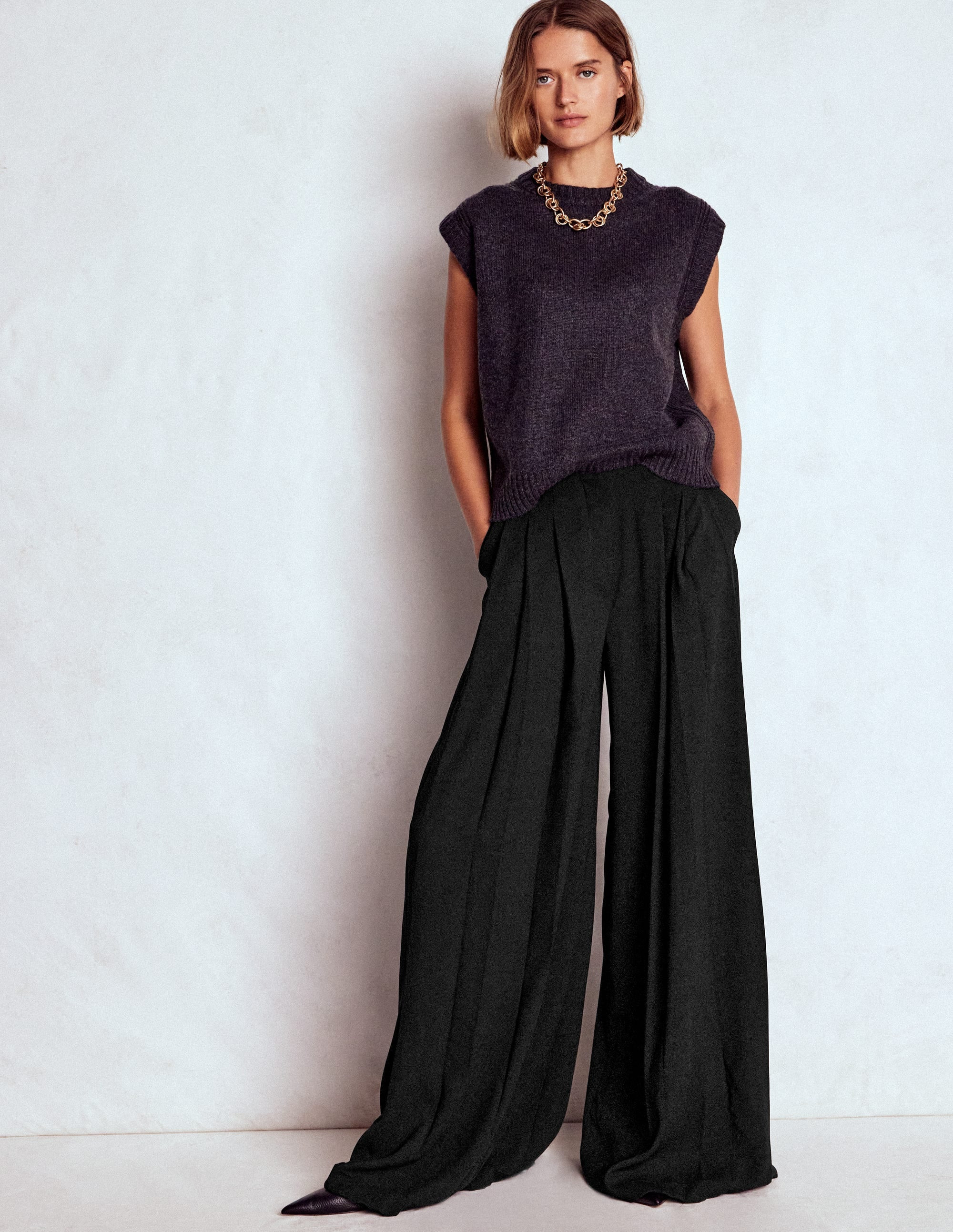 Regent Wide Leg Pants-Black | Boden (US)