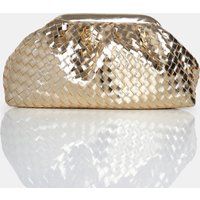 The Project Metallic Gold Weave Clutch Bag | Public Desire (US & CA)