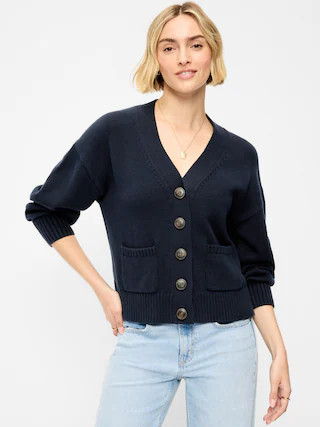 Seaside Cotton V-Neck Cardigan Sweater | Old Navy (US)