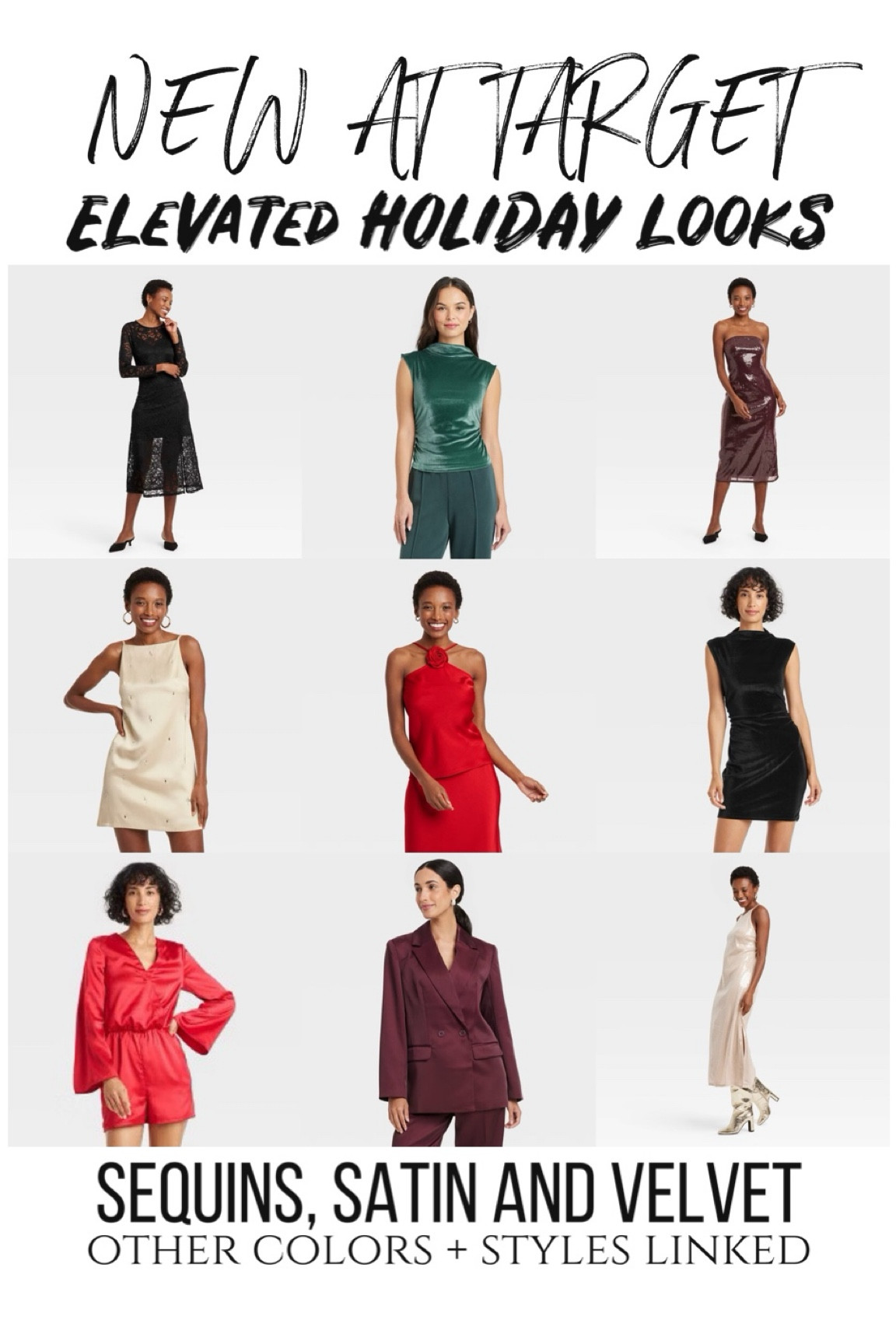 New at Target 
Elevated holiday looks in sequins, satin and velvet ❤️💚🎄
So many cute looks linked! 

#LTKFindsUnder50 #LTKStyleTip #LTKHoliday