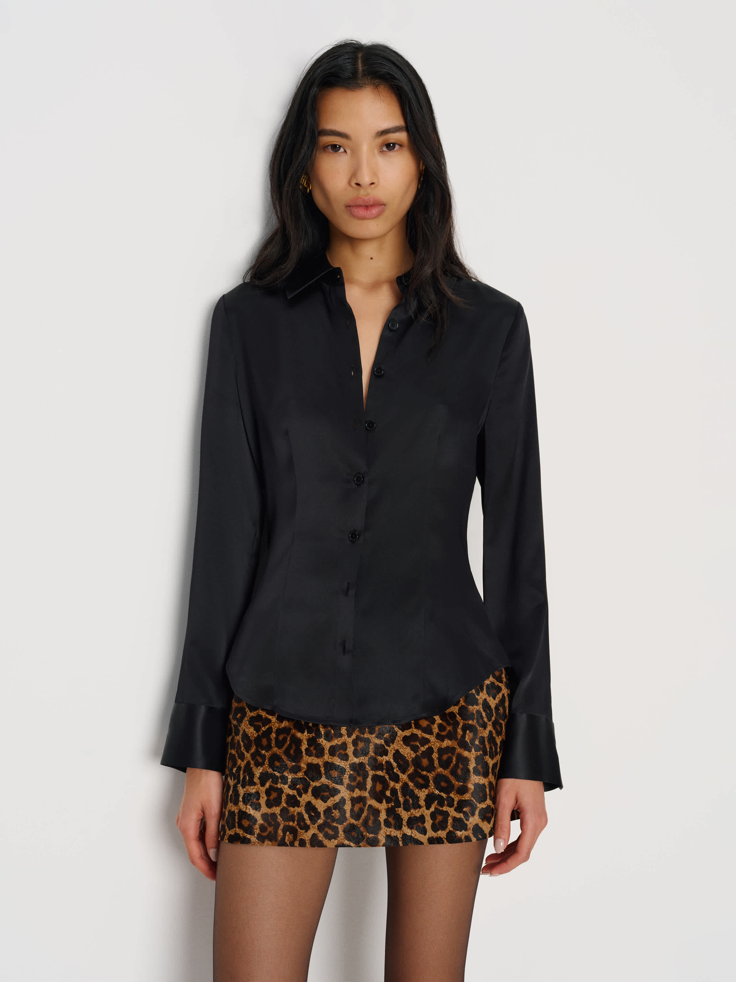 Raya Fitted Silk Shirt | Reformation (Global)
