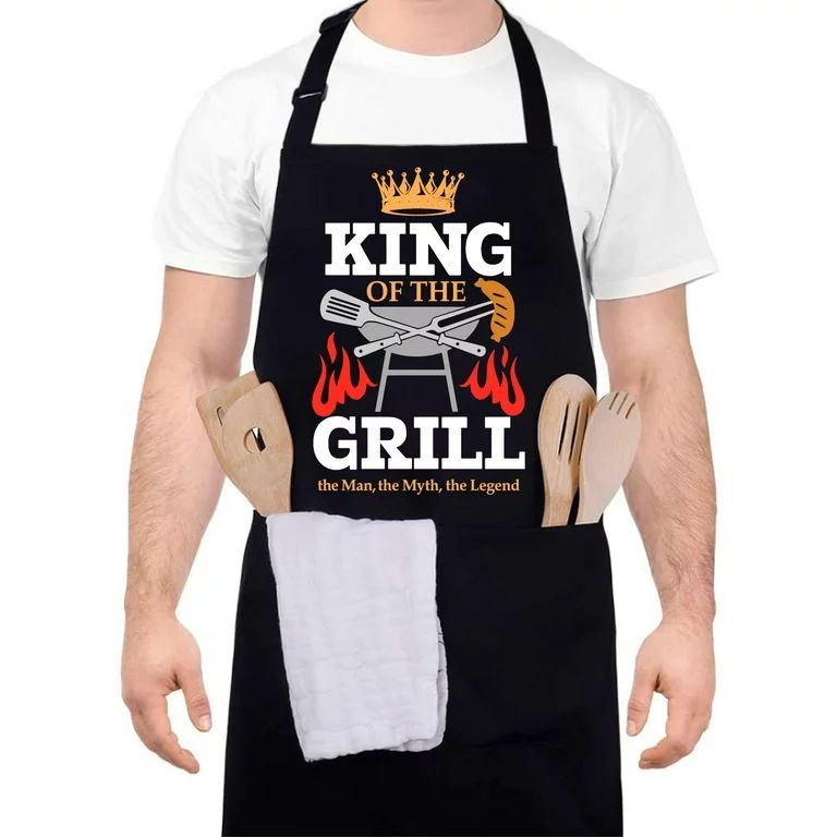 Qweryboo Funny Grilling Aprons for Men, King of the Grill BBQ Grill Chef Apron, Kitchen Cooking A... | Walmart (US)