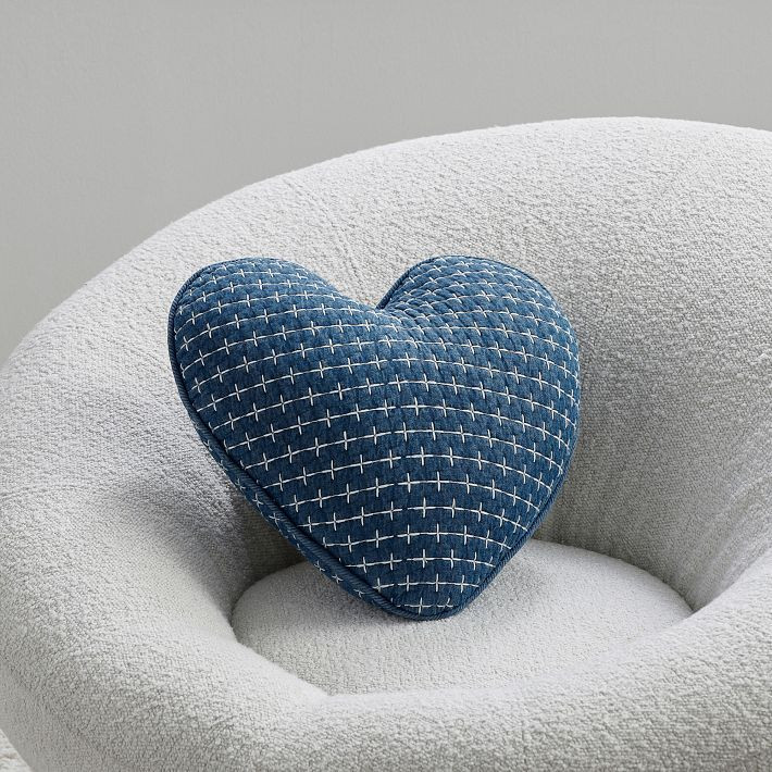 Denim Stitch Heart Pillow | Pottery Barn Teen