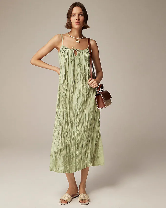 Crinkled side-slit midi dress | J. Crew US