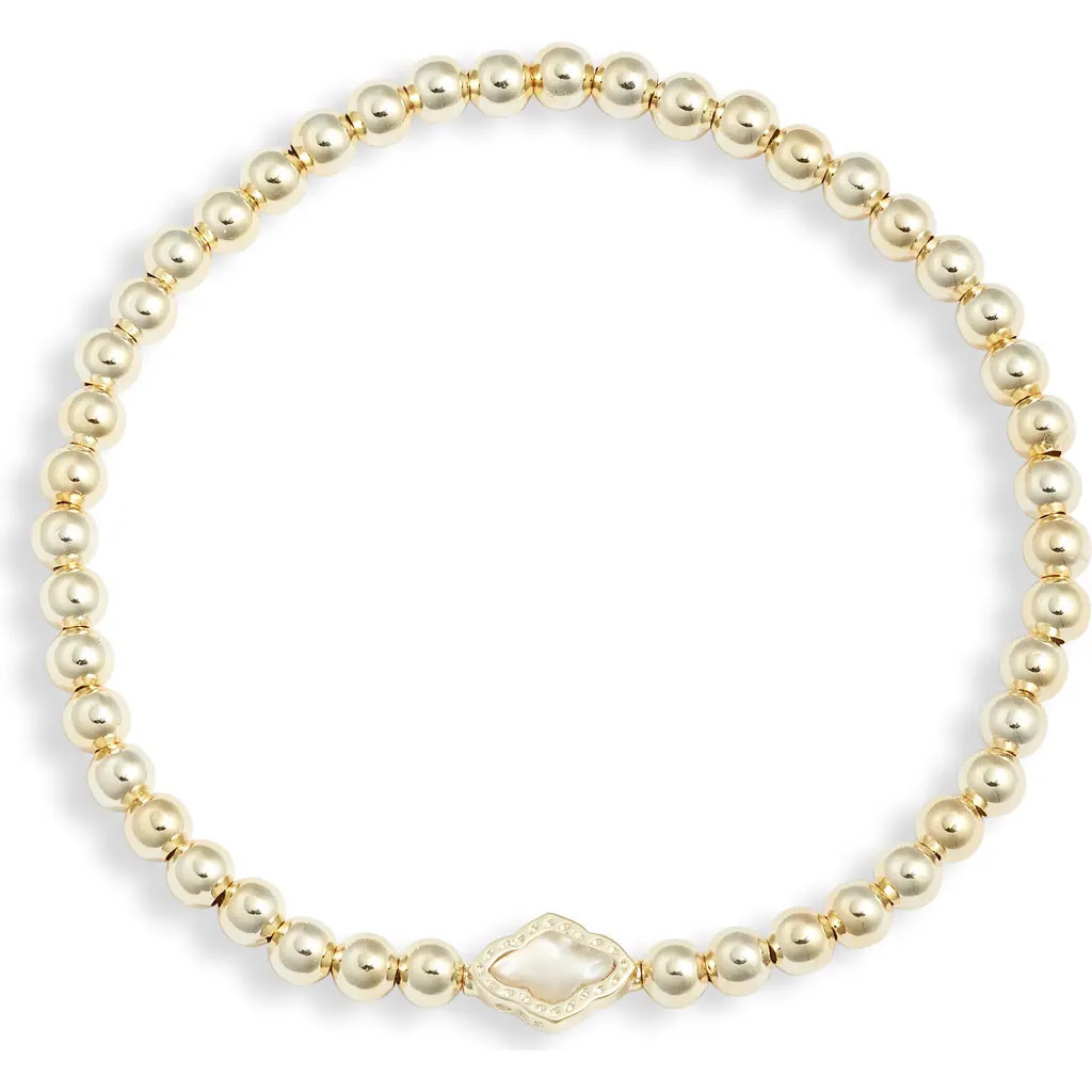 Kendra Scott Abbie Beaded Stretch Bracelet in Gold Natural Mother Of Pearl at Nordstrom | Nordstrom