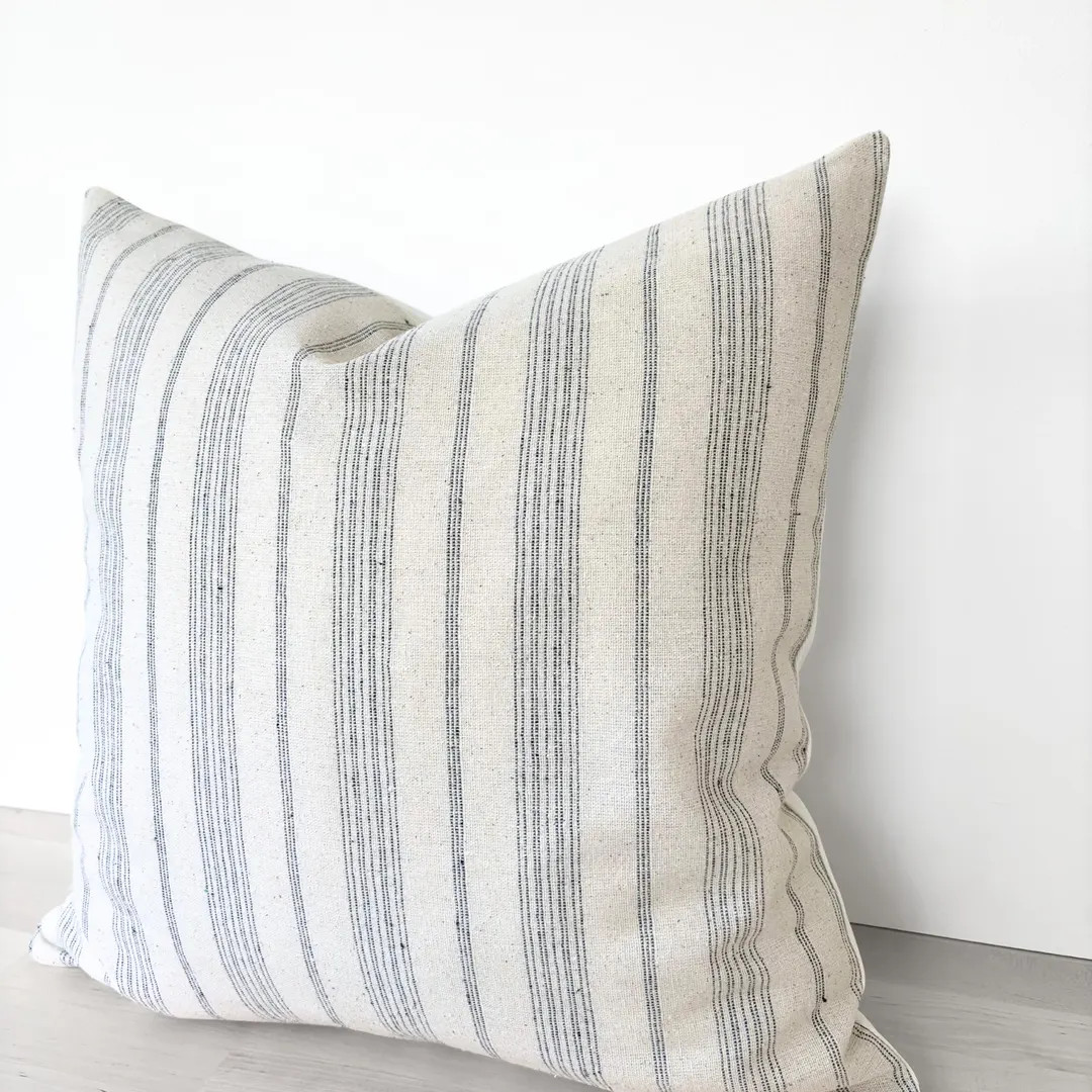 Neutral Striped Linen Pillow Cover, Natural Linen Pillow, Striped Cream Pillow, Neutral Coastal R... | Etsy (US)