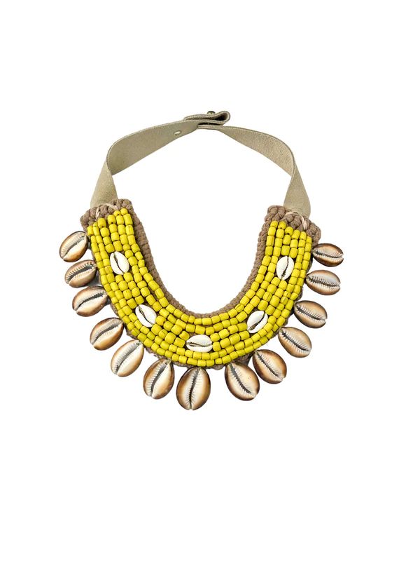 Cowrie Collar Necklace | Yellow | Twine & Twig