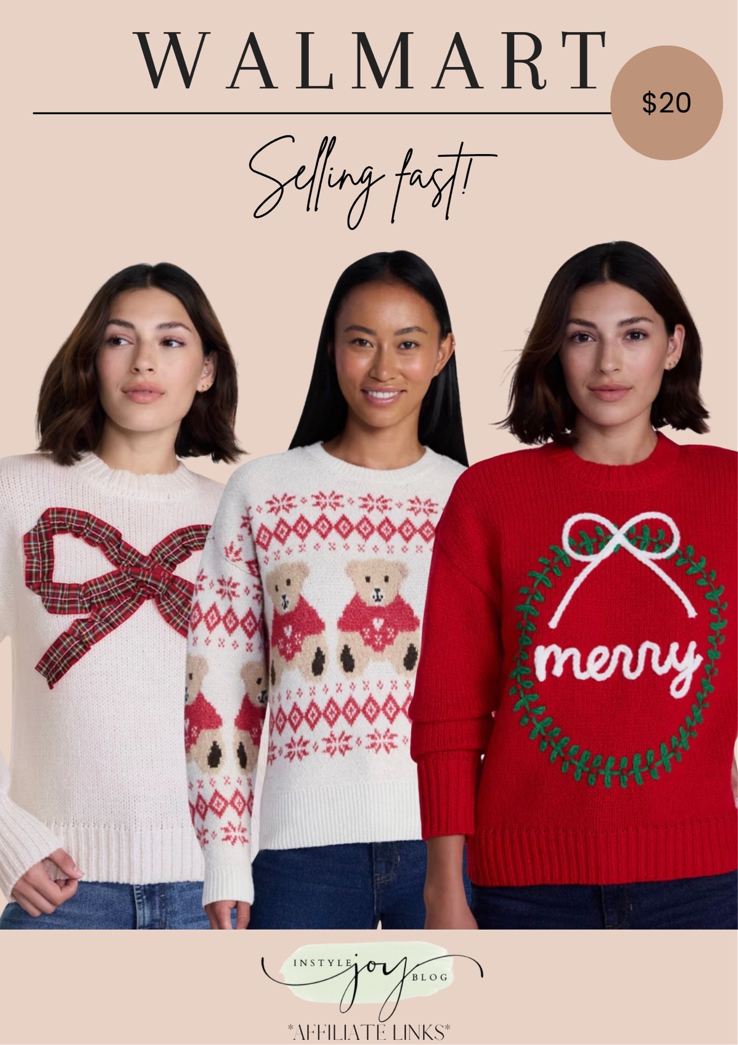 Walmart ✨Holiday Time Women’s and Women's Plus Christmas Wreath Sweater, Midweight, Sizes XXS-4X
