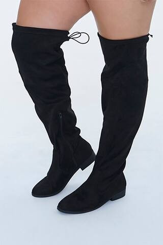 Faux Suede Thigh-High Boots (Wide) at Forever 21 , Black | Forever 21 (US)