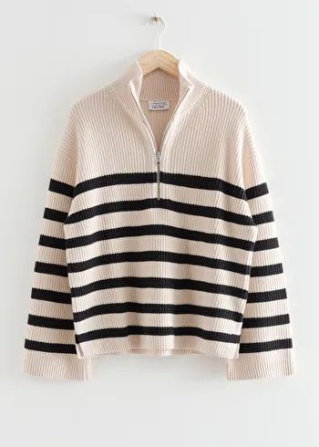 Half-Zip Sweater - Black/Cream Stripes - & Other Stories GB | & Other Stories (EU + UK)