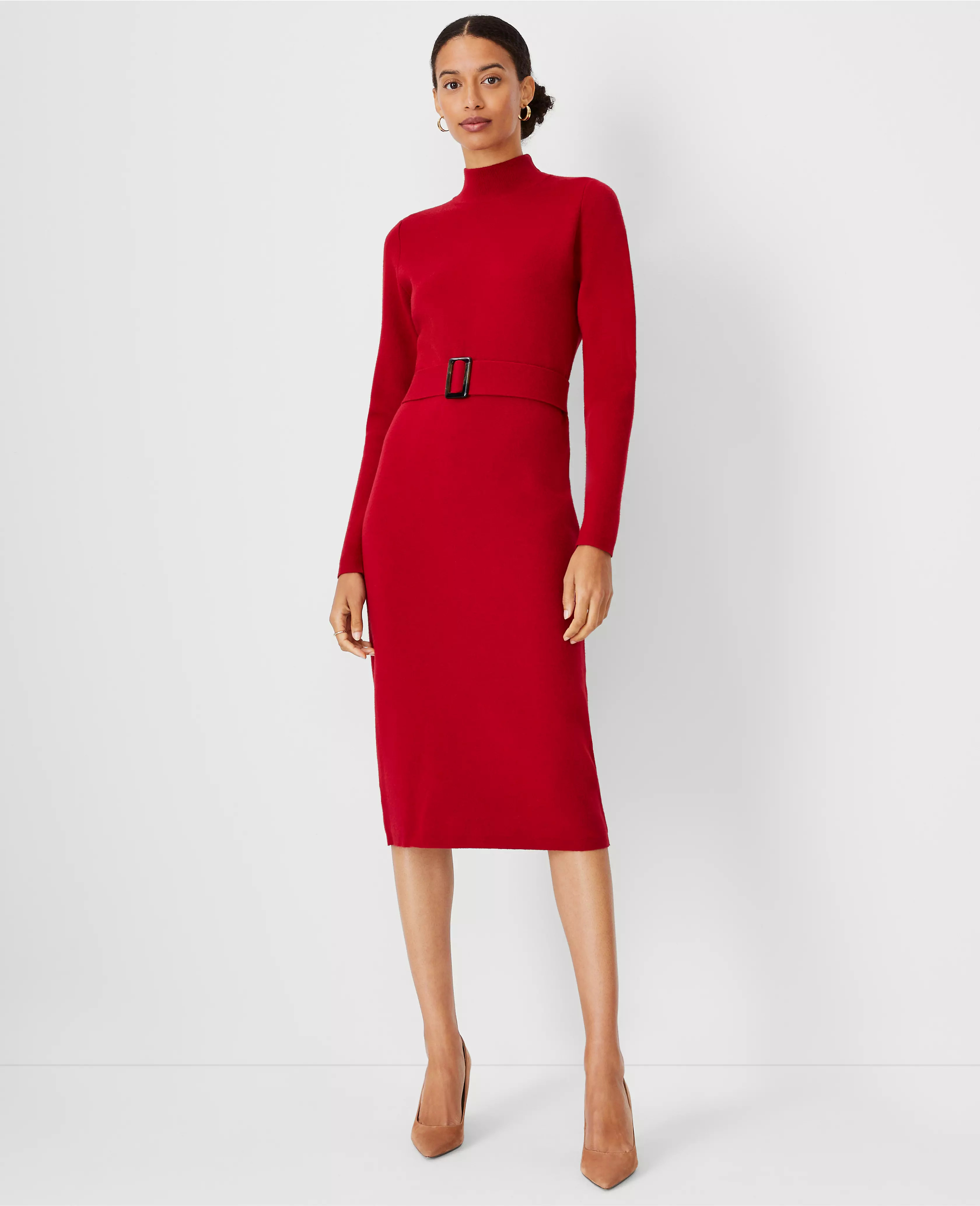 Belted Turtleneck Sweater Dress | Ann Taylor (US)