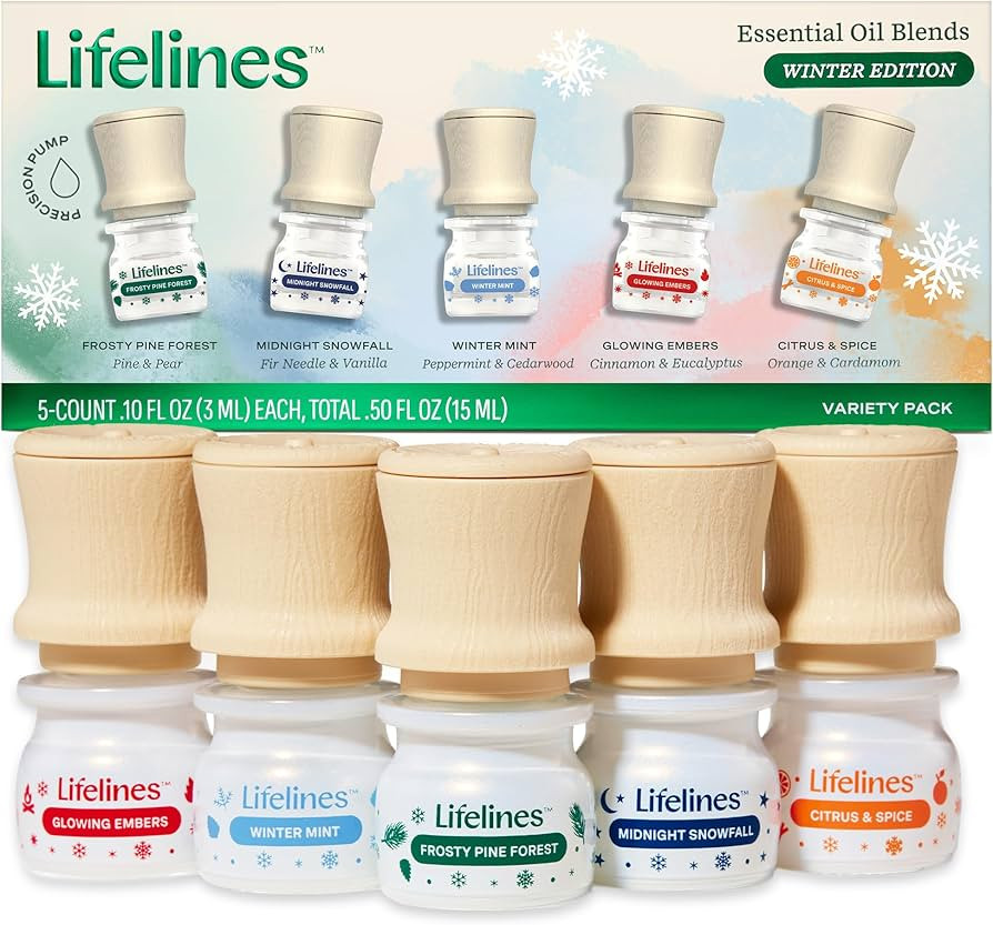 Lifelines Essential Oil Blend Discovery Set, 5 Pack Winter - Aromatherapy Scented Oils with Mess-... | Amazon (US)