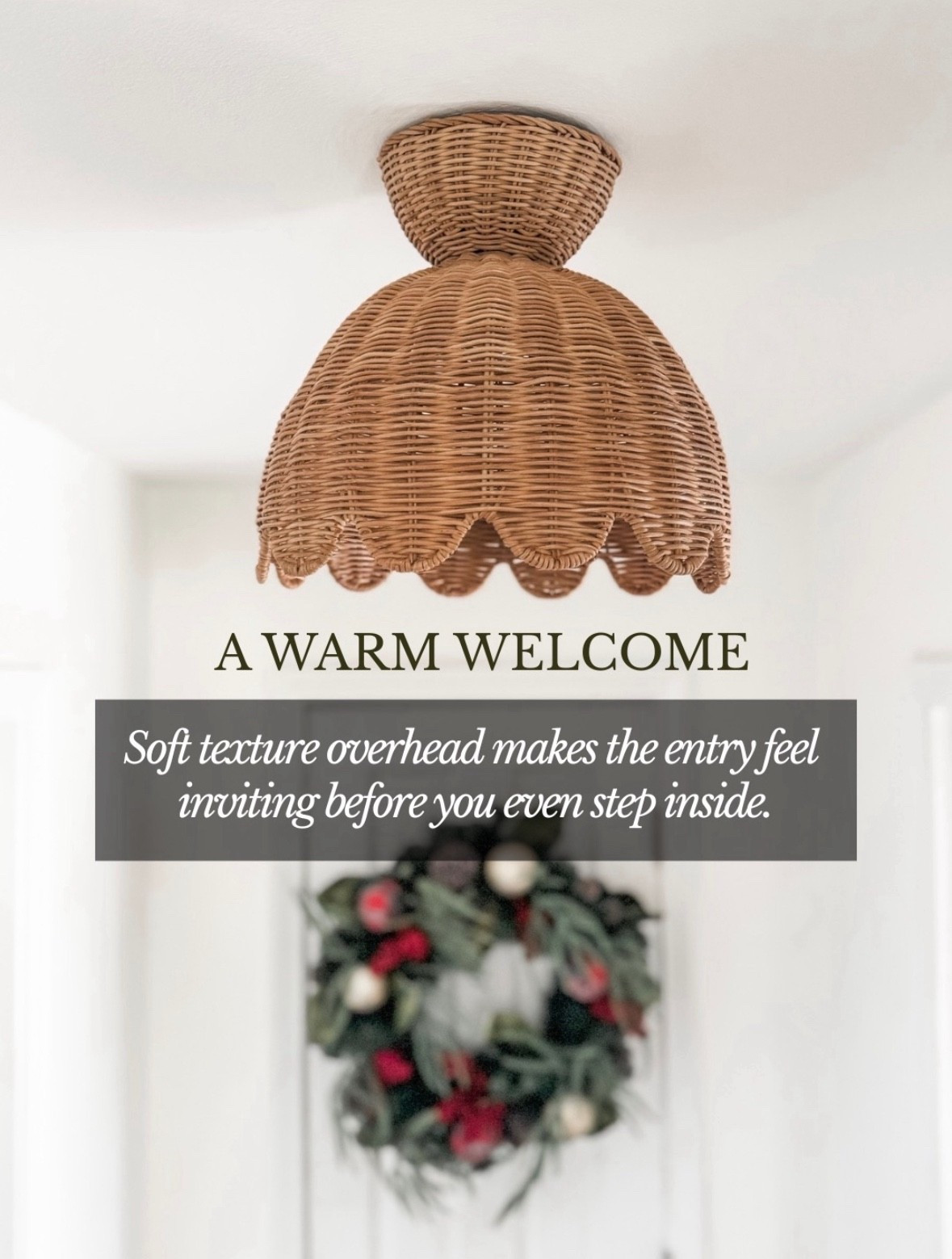 A warm welcome starts overhead 🤍
This woven rattan flush mount brings instant texture and softness to the entryway, creating an inviting first impression the moment you walk in. The natural fiber light fixture adds warmth without overpowering the space, pairing beautifully with neutral walls, white trim, and classic entry lighting. Proof that the right ceiling light can make an entry feel cozy, layered, and thoughtfully designed. Linked on LTK ✨

#eanesinteriors #entrywaylighting #wovenlight #rattanlighting #flushmountlighting #naturaltextures #entrywayinspo #classicinteriors #ltkhome #ltkinspo

#LTKHome #LTKSeasonal #LTKstorytime