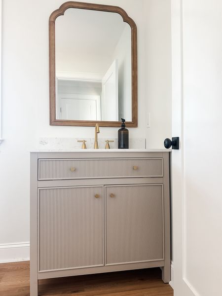 Guest bathroom vanity, mirror, faucet , & hardware 

#LTKsalealert #LTKfamily #LTKhome