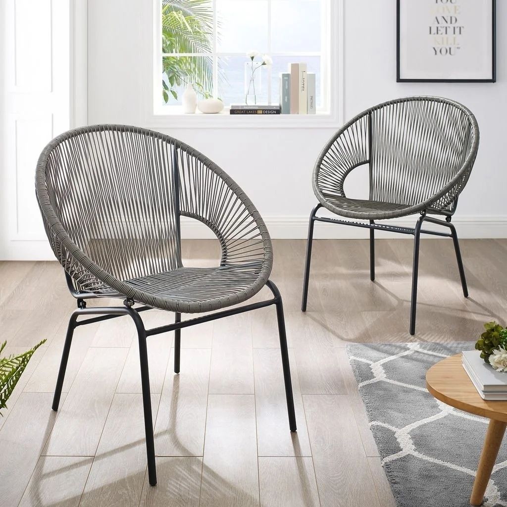 Corvus Sarcelles Woven Wicker Patio Chairs (Set of 2) | Walmart (US)