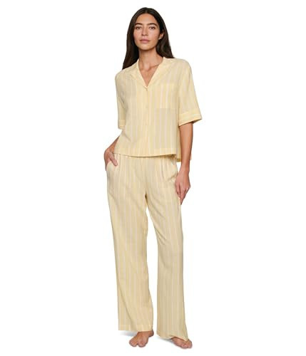 Eberjey Women's Nautico Relaxed Short Sleeve Pants Pajama Set Classic Stripe Sunbeam/Ivory Medium | Amazon (US)