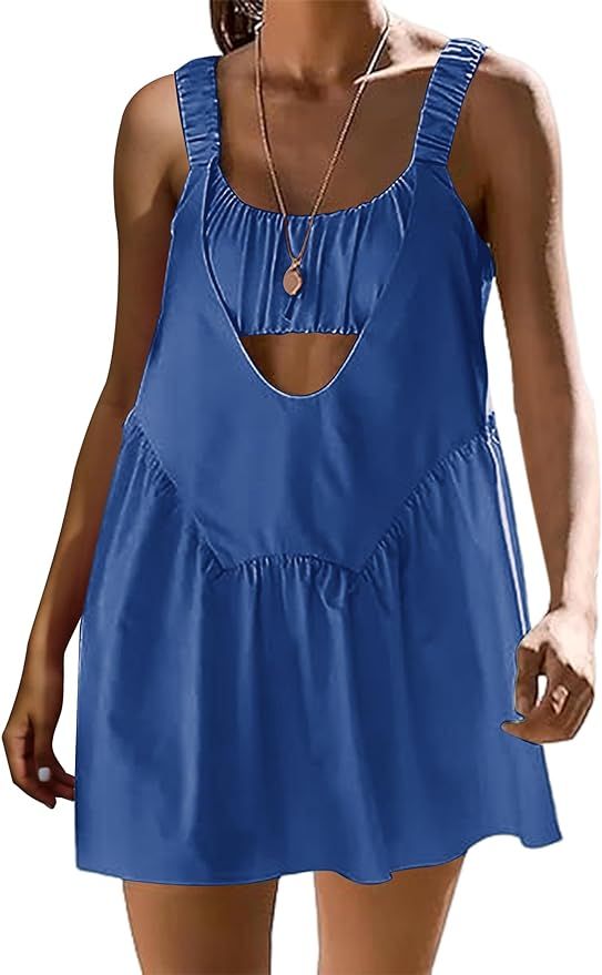 Lauweion Women Tennis Dress with Shorts Workout Hot Shot Mini Dress with Built in Bra Athletic 2 ... | Amazon (US)