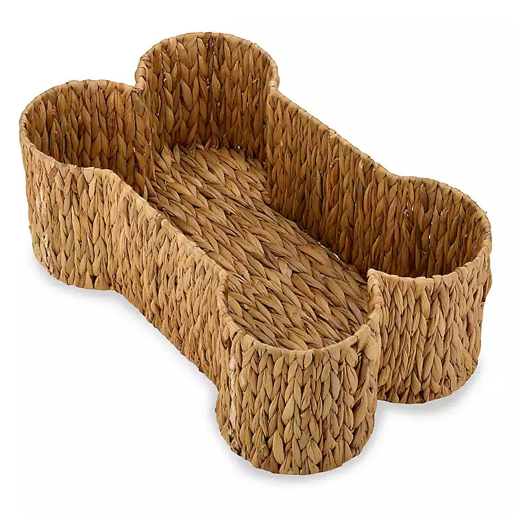 New! Natural Hyacinth Dog Bone Basket | Kirklands