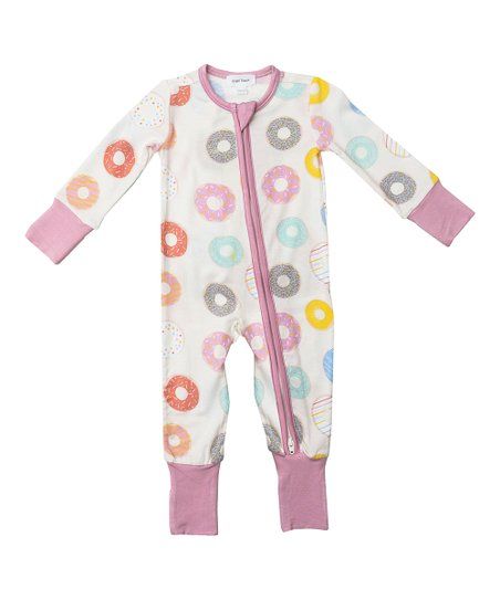 Pink & White Donuts Two-Way Zip-Up Playsuit - Newborn & Infant | Zulily