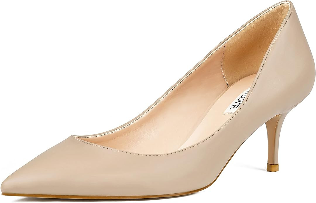 JOY IN LOVE Women's Shoes Low Heels Pointy Toe Kitten Heel Daily Pumps | Amazon (US)