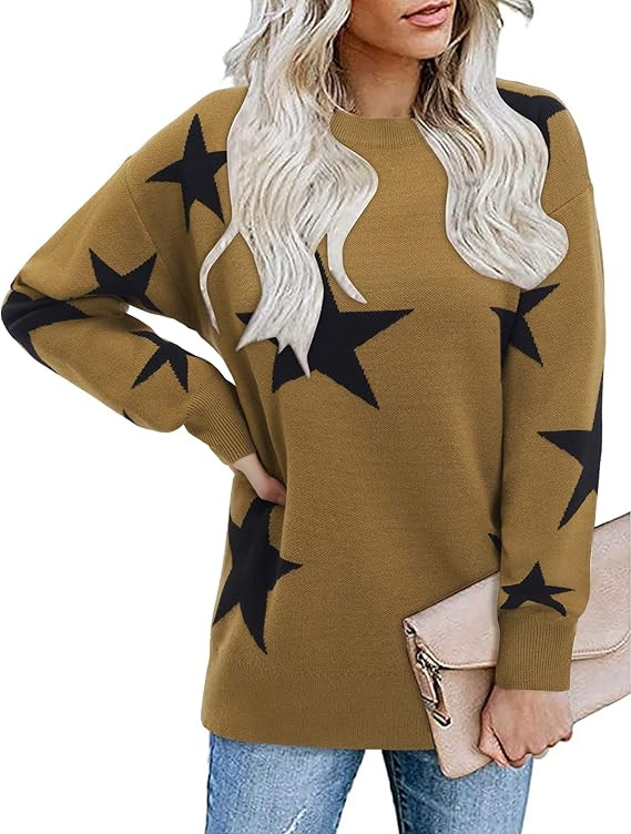 II ININ Women's Leopard Pullover Sweater Casual Sweatshirt Crew Neck Long Sleeve Knit Tops Blouse | Amazon (US)
