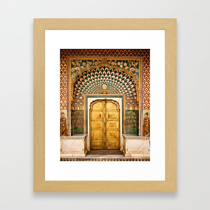 Lotus gate door in pink city at City Palace of Jaipur, India Framed Art Print | Society6