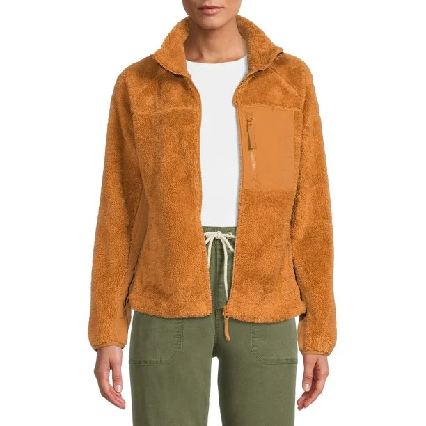Time and Tru Women's and Women's Plus Full-Zip Faux Sherpa Jacket - Walmart.com | Walmart (US)